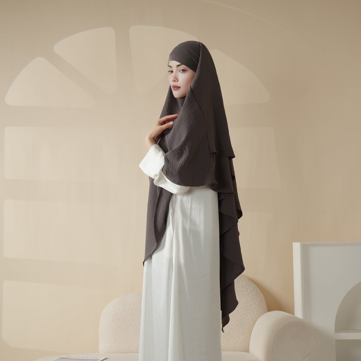 Mariam's Collection New Two-Layer Crepe Khimar (MK010) — alternative angle