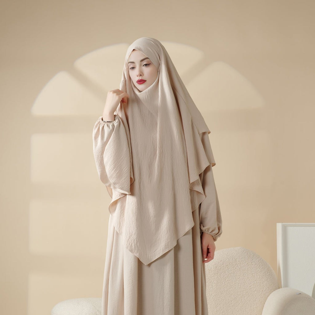 Mariam's Collection New Two-Layer Crepe Khimar (MK010) — fabric or material detail