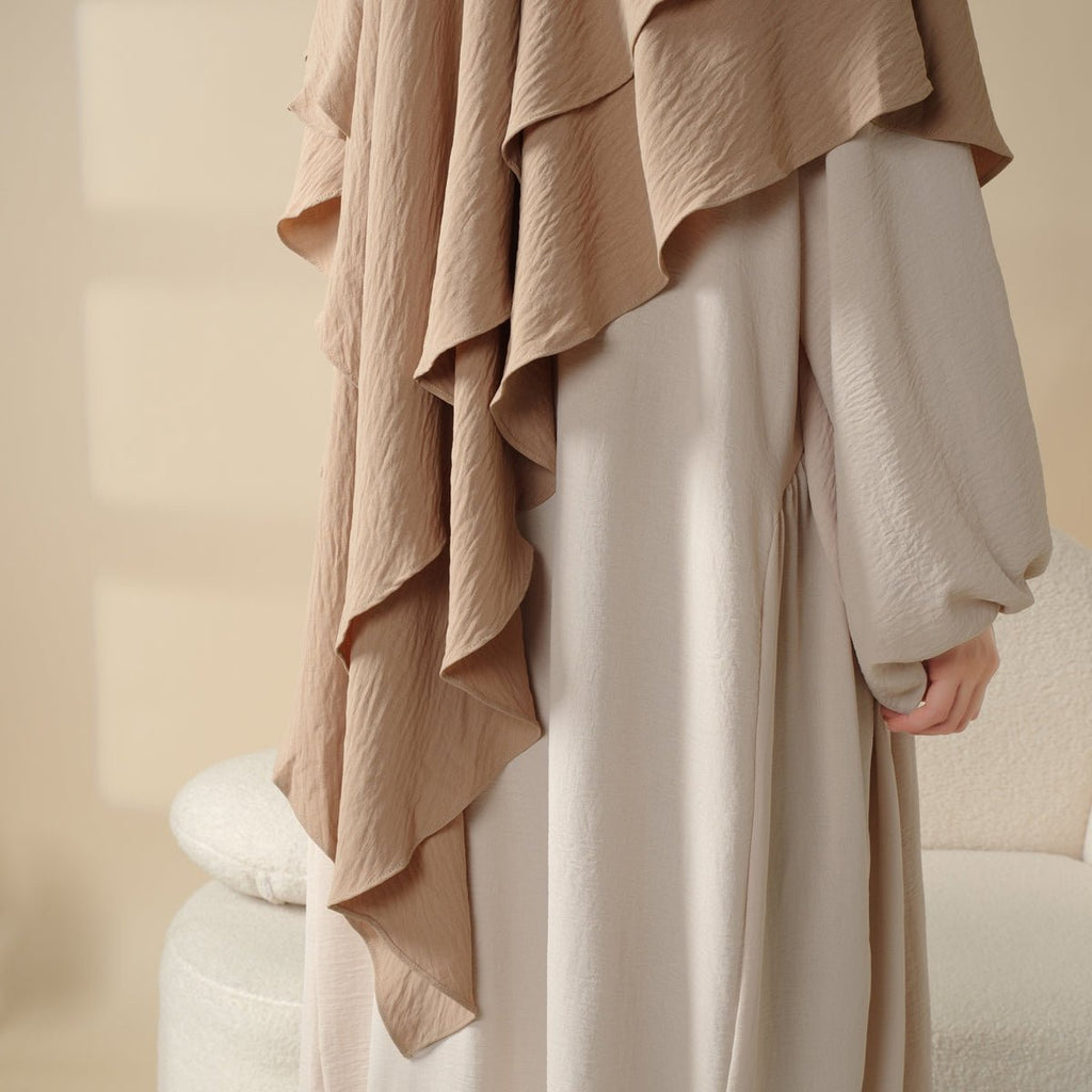 Mariam's Collection New Two-Layer Crepe Khimar (MK010) — construction detail