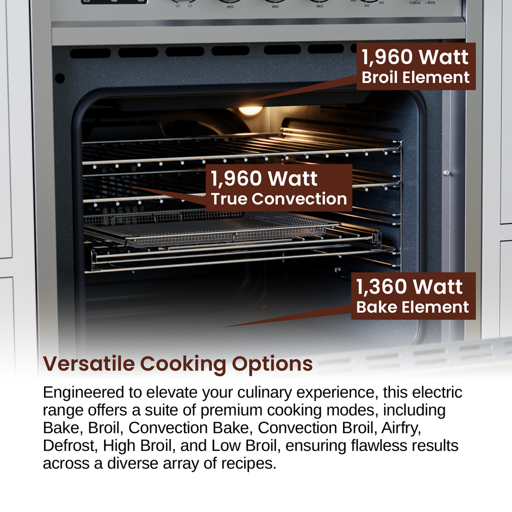 Rangaire 24" Electric Range AirFry Convection Oven Freestanding Stainless Steel RRE241TS – Rangaire Appliances, view 6