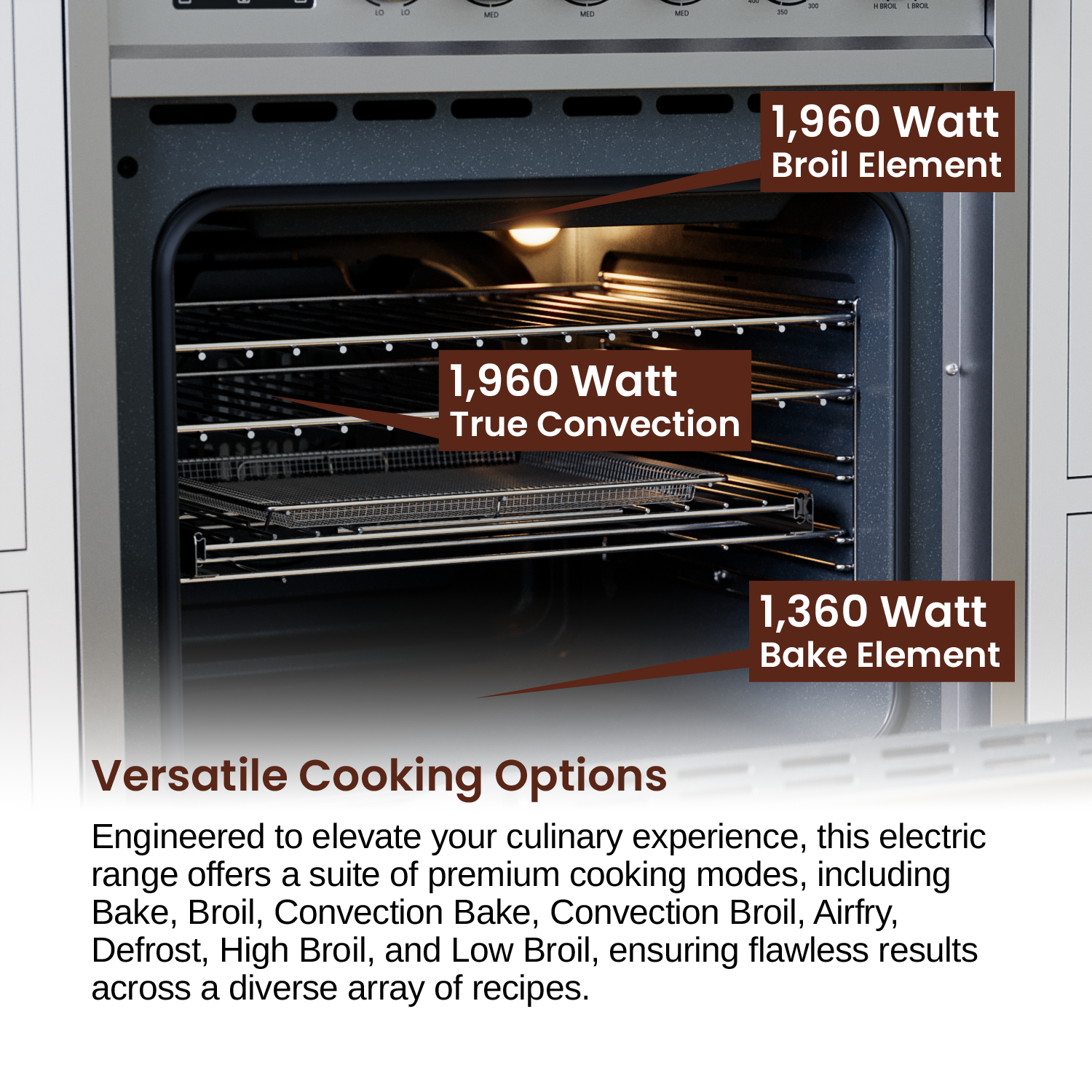 Rangaire 24" Electric Range AirFry Convection Oven Freestanding Stainless Steel RRE241TS – Rangaire Appliances, view 6