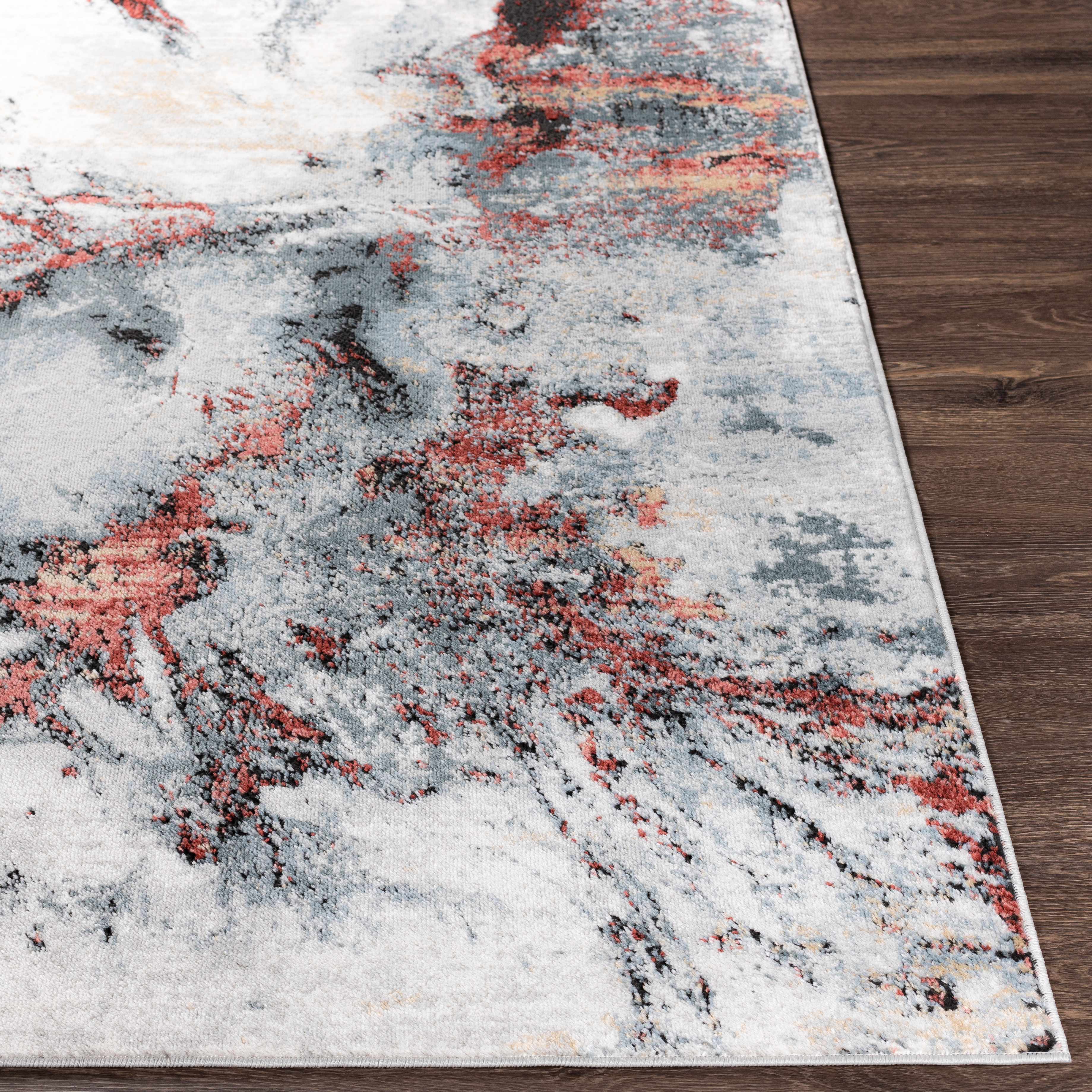 Kirkland Silver-Red Marble Rug – Boutique Rugs, view 3