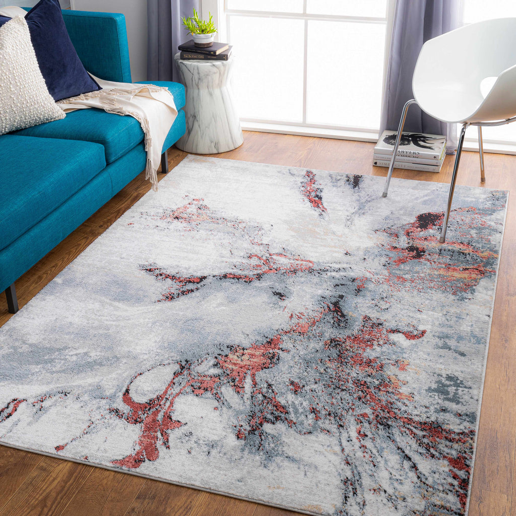 Kirkland Silver-Red Marble Rug – Boutique Rugs, view 2
