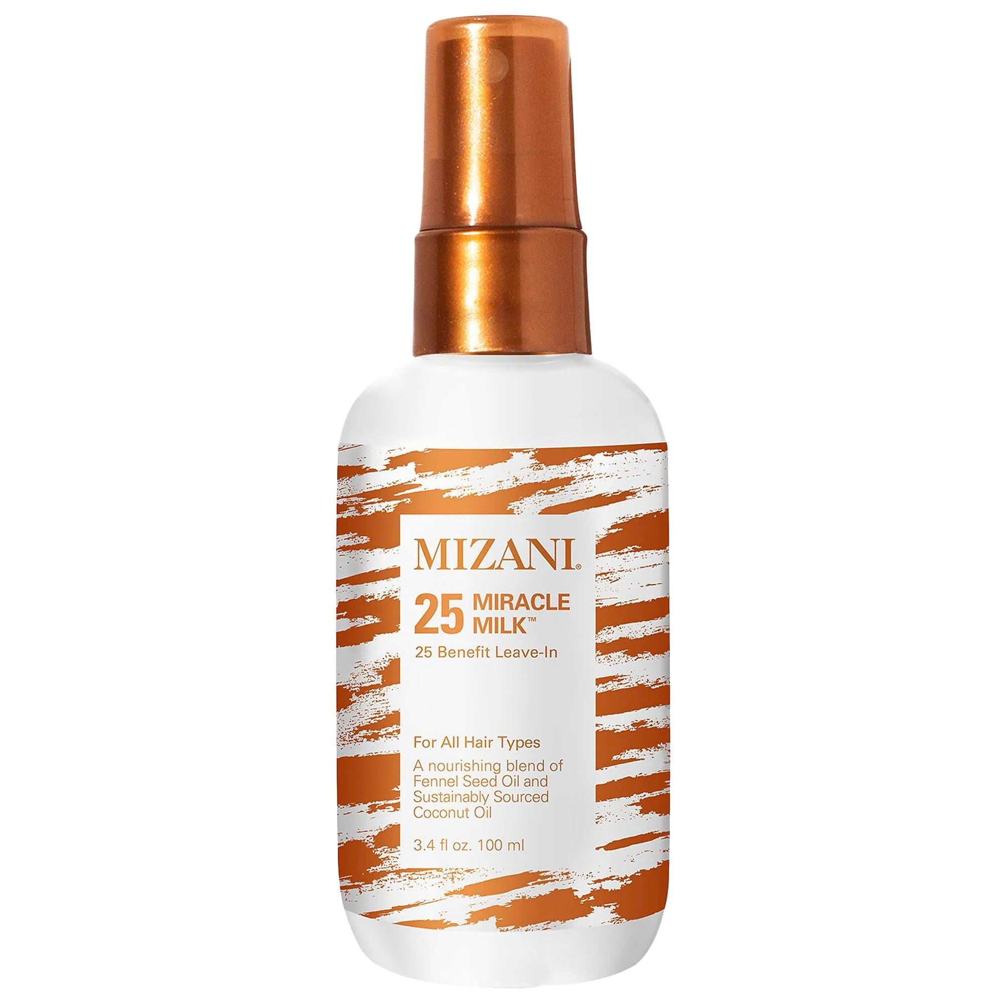 Mini 25 Miracle Milk Heat Protectant Leave-In Conditioner for Curly Hair - Moisturizing, Detangling, and Heat Protection up to 450¡F