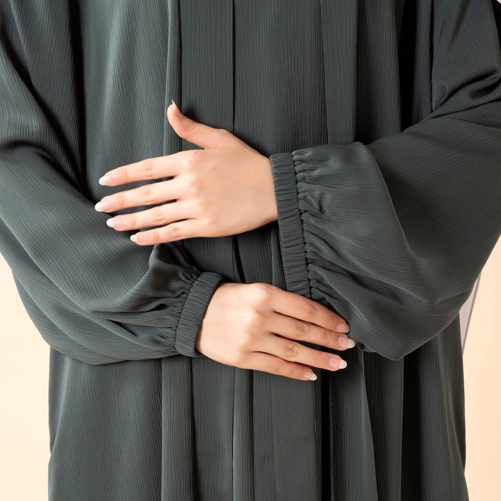 Mariam's Collection Premium Nida Zoom Open Abaya 3-Piece Set (MOA239) — color detail