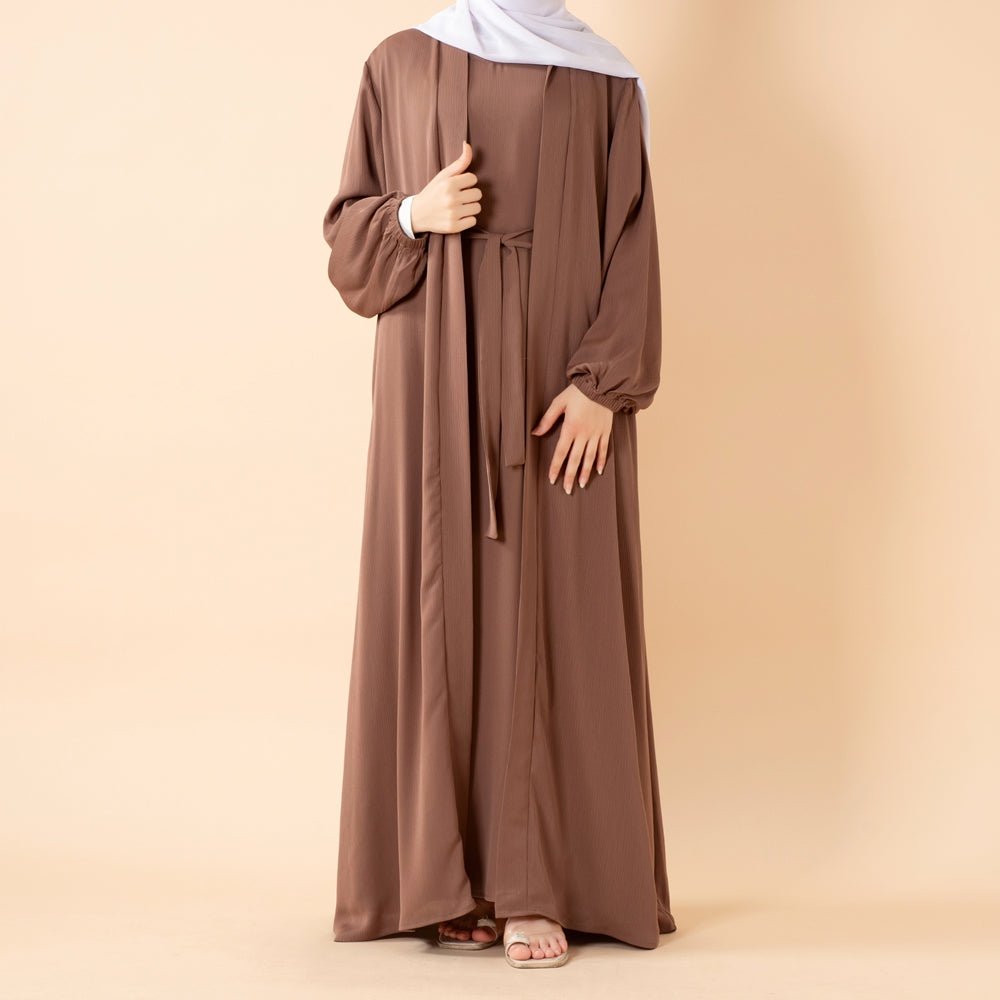 Mariam's Collection Premium Nida Zoom Open Abaya 3-Piece Set (MOA239) — detail shot 6