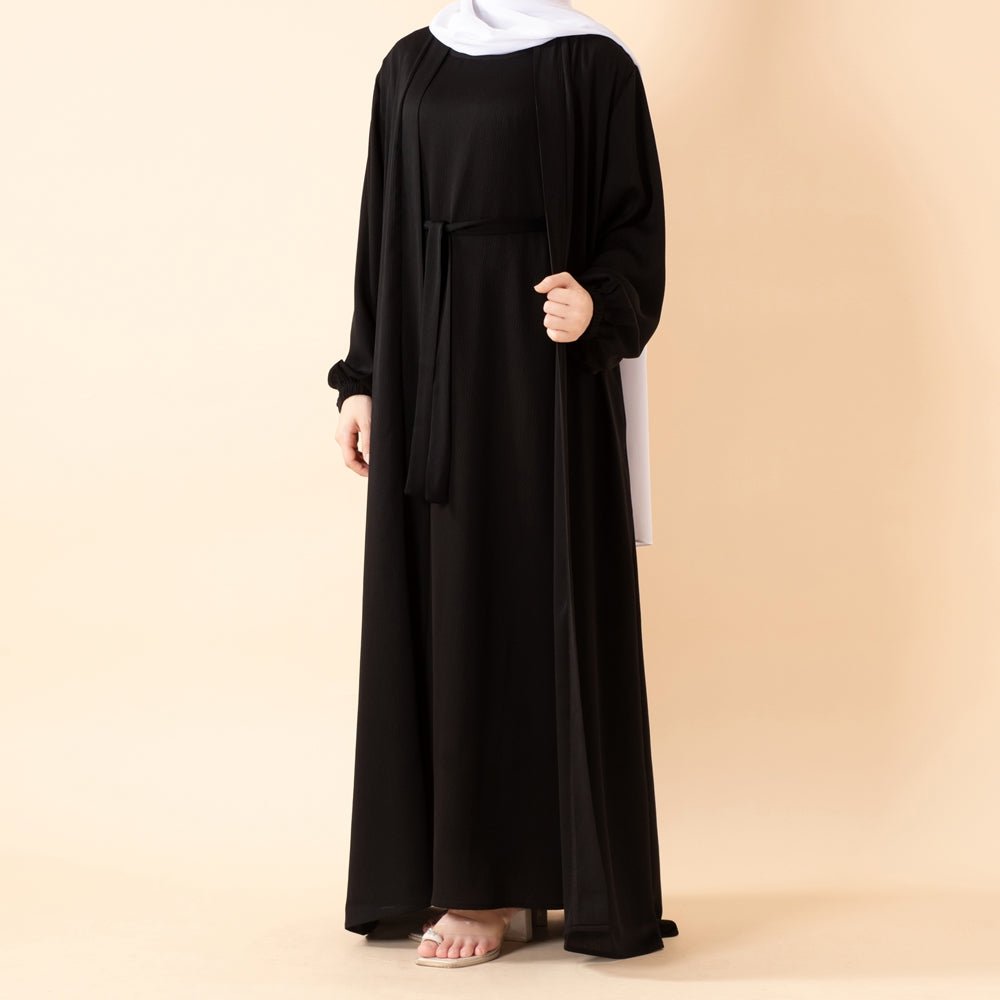 Mariam's Collection Premium Nida Zoom Open Abaya 3-Piece Set (MOA239) — detail shot 8