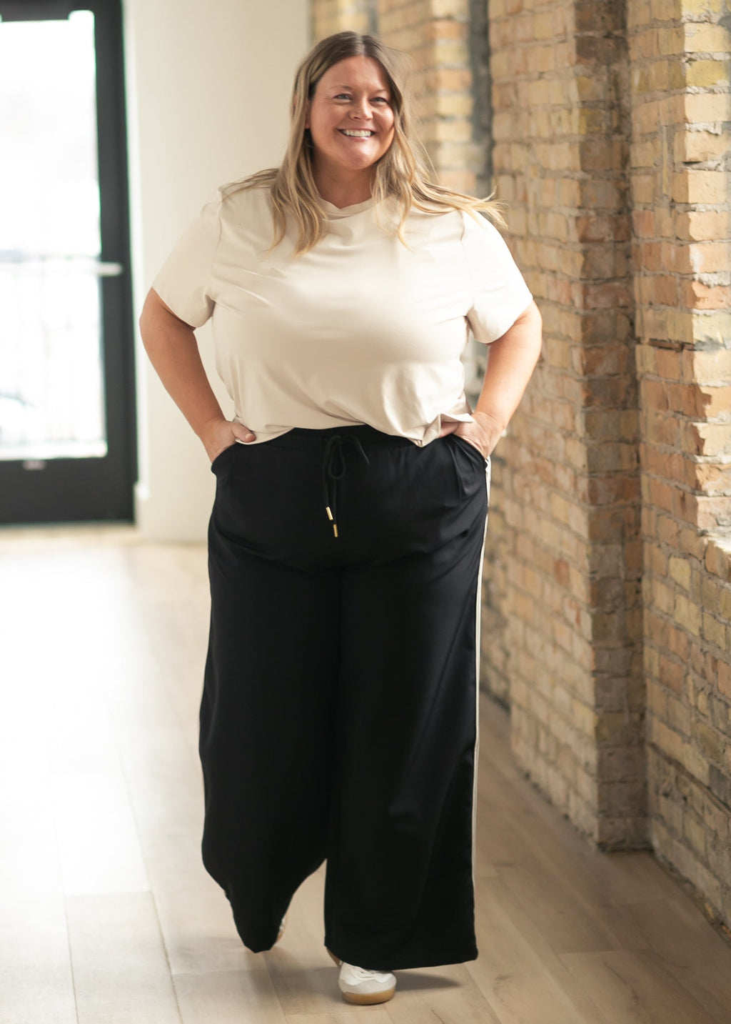Inherit Co. Nina Wide Leg Track Pants — detail close-up