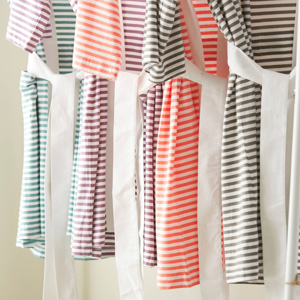 Seaside Serenity Stripe Organic Hooded Short Robe – Pure Fiber, view 3
