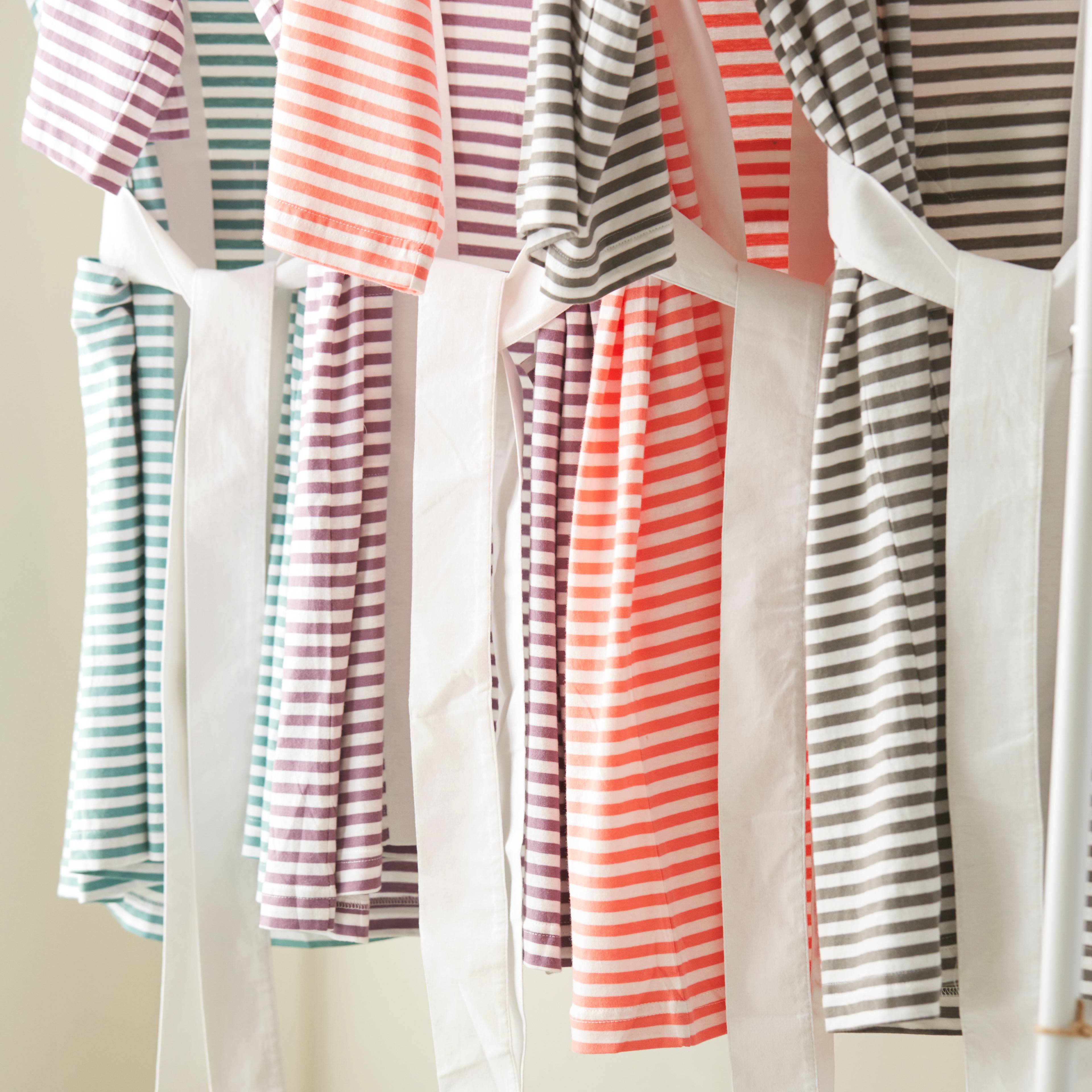Seaside Serenity Stripe Organic Hooded Short Robe – Pure Fiber, view 3