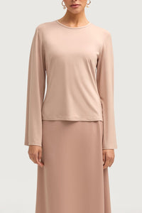 Niya Jersey Top - Mink Tops Veiled 