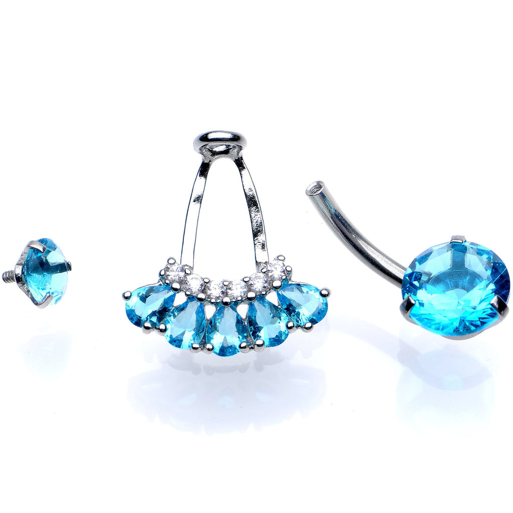 BodyCandy Aqua Gem Swagger Sweep Dangle Belly Ring — lifestyle context