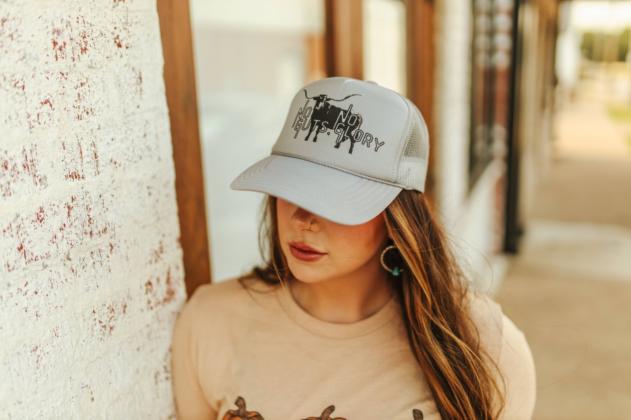 Wild Junkie No Guts No Glory Trucker Hat — detail close-up