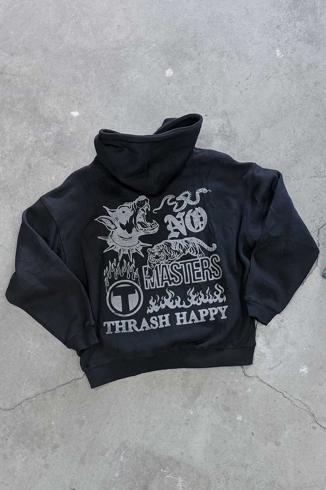 Thrash Happy No Masters Unisex Heavyweight Hoodie — main product shot
