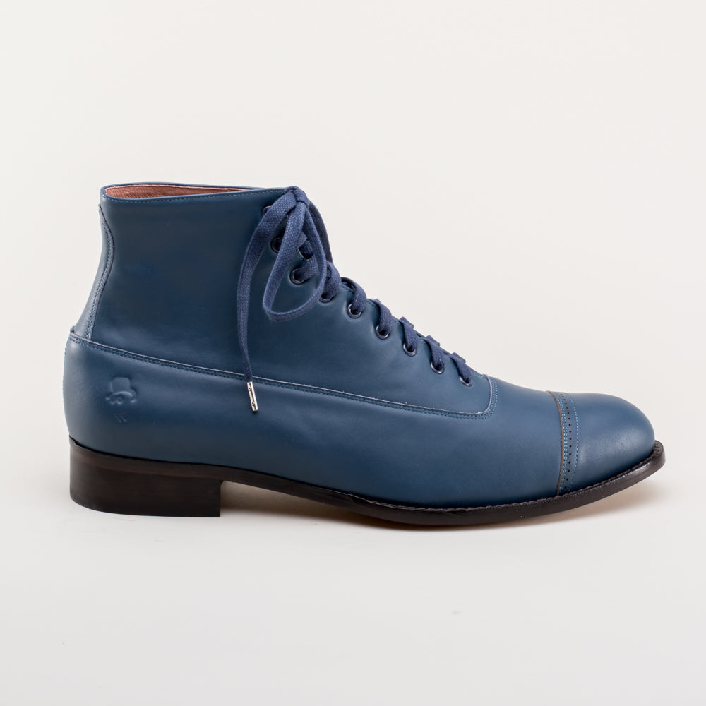 American Duchess Noble Men's Vintage Lace-Up Boots (Blue) — lifestyle context