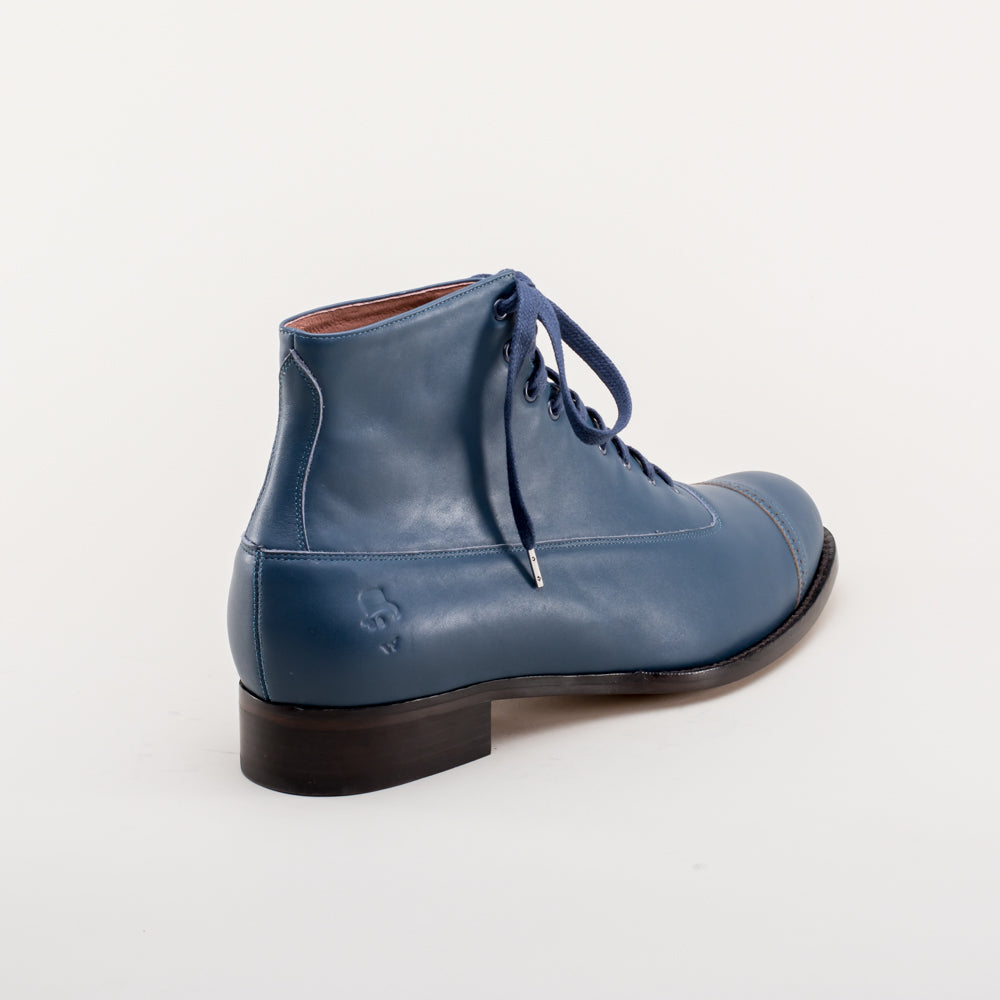 American Duchess Noble Men's Vintage Lace-Up Boots (Blue) — branding close-up