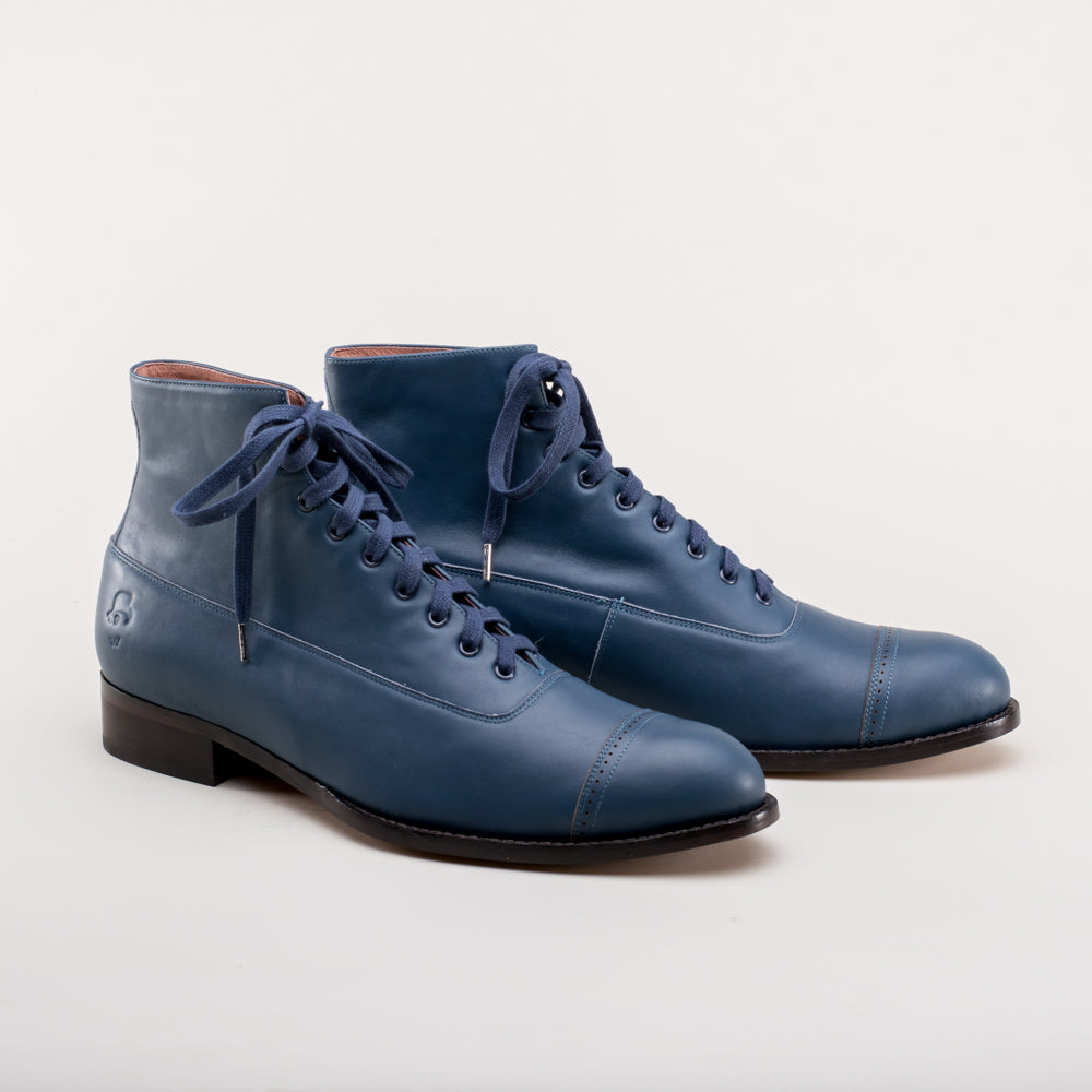 American Duchess Noble Men's Vintage Lace-Up Boots (Blue) — lifestyle context