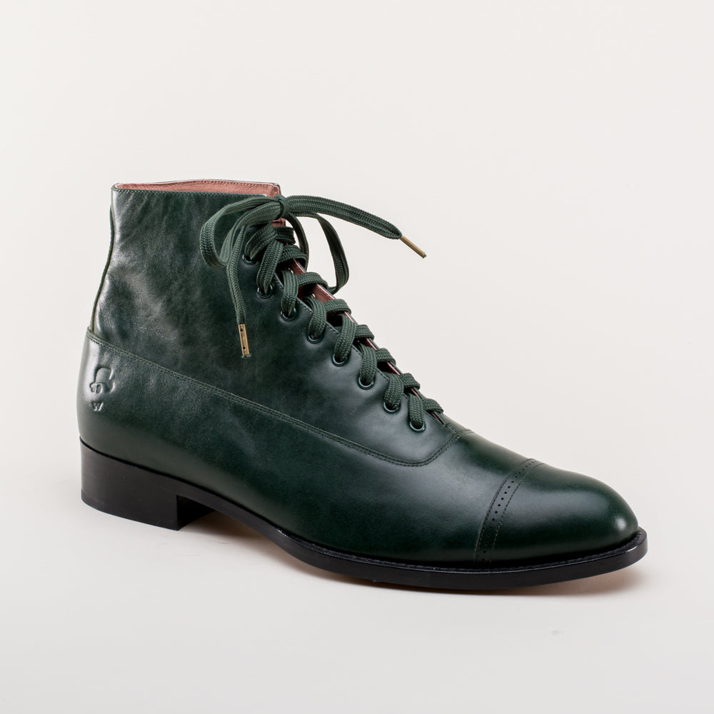 American Duchess Noble Men's Vintage Lace-Up Boots (Green) — detail and construction