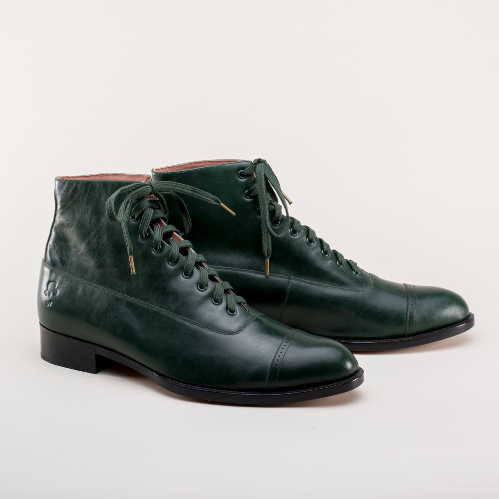 Noble Men's Vintage Lace-Up Boots (Green) — historical footwear by American Duchess