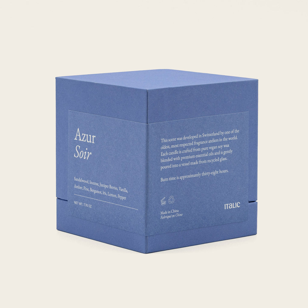 Italic Noir Swiss Scented Glass Candle — Swiss-made scented candle in noir glass vessel