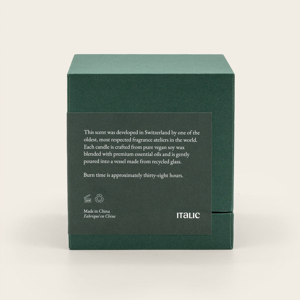 Italic Noir Swiss Scented Glass Candle — Swiss-made scented candle in noir glass vessel