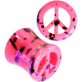 BodyCandy Black Speckled Pink Acrylic Peace Sign Saddle Plug Set 10mm to 20mm — lifestyle context