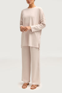 Noor Ribbed Top & Pants Matching Set - Cloud Sets Veiled Collection 