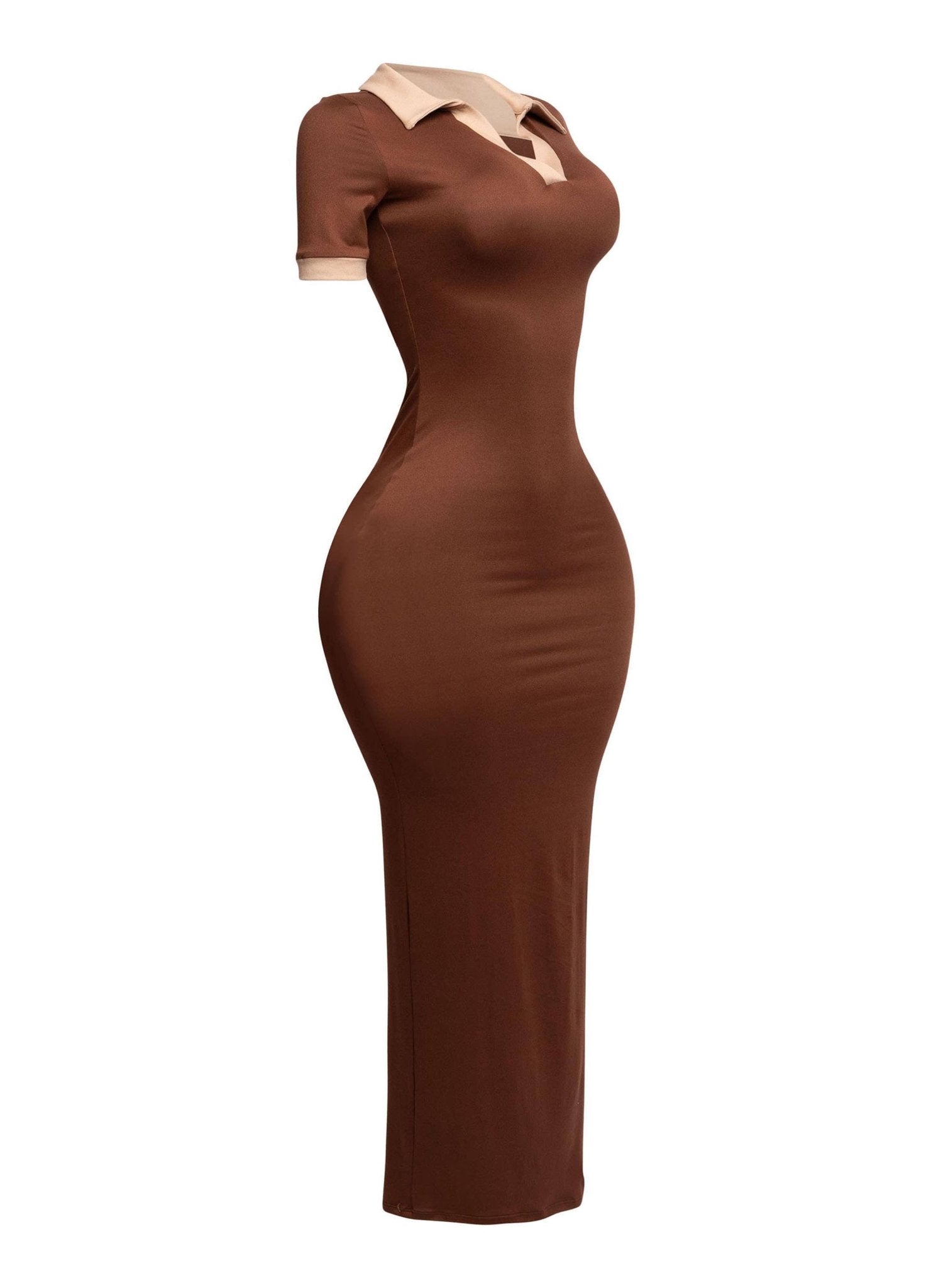 Not So Casual Collar neck Short Sleeve Maxi Dress