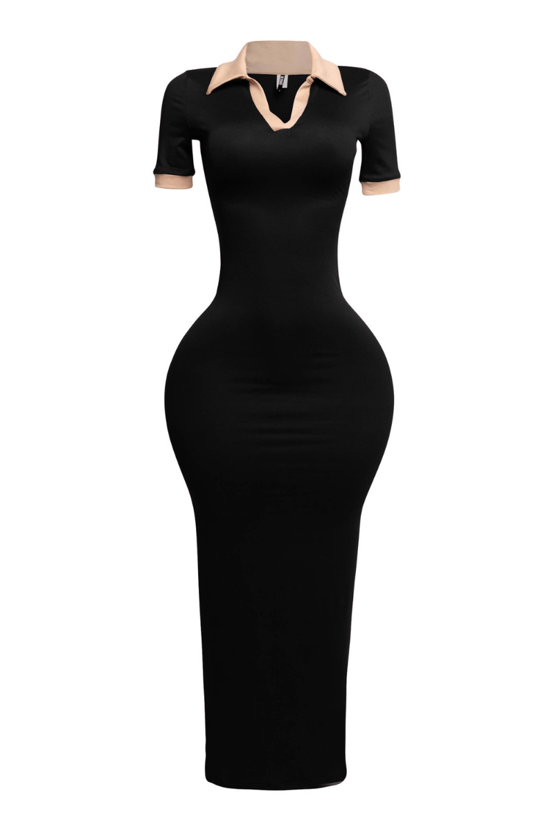 Not So Casual Collar neck Short Sleeve Maxi Dress
