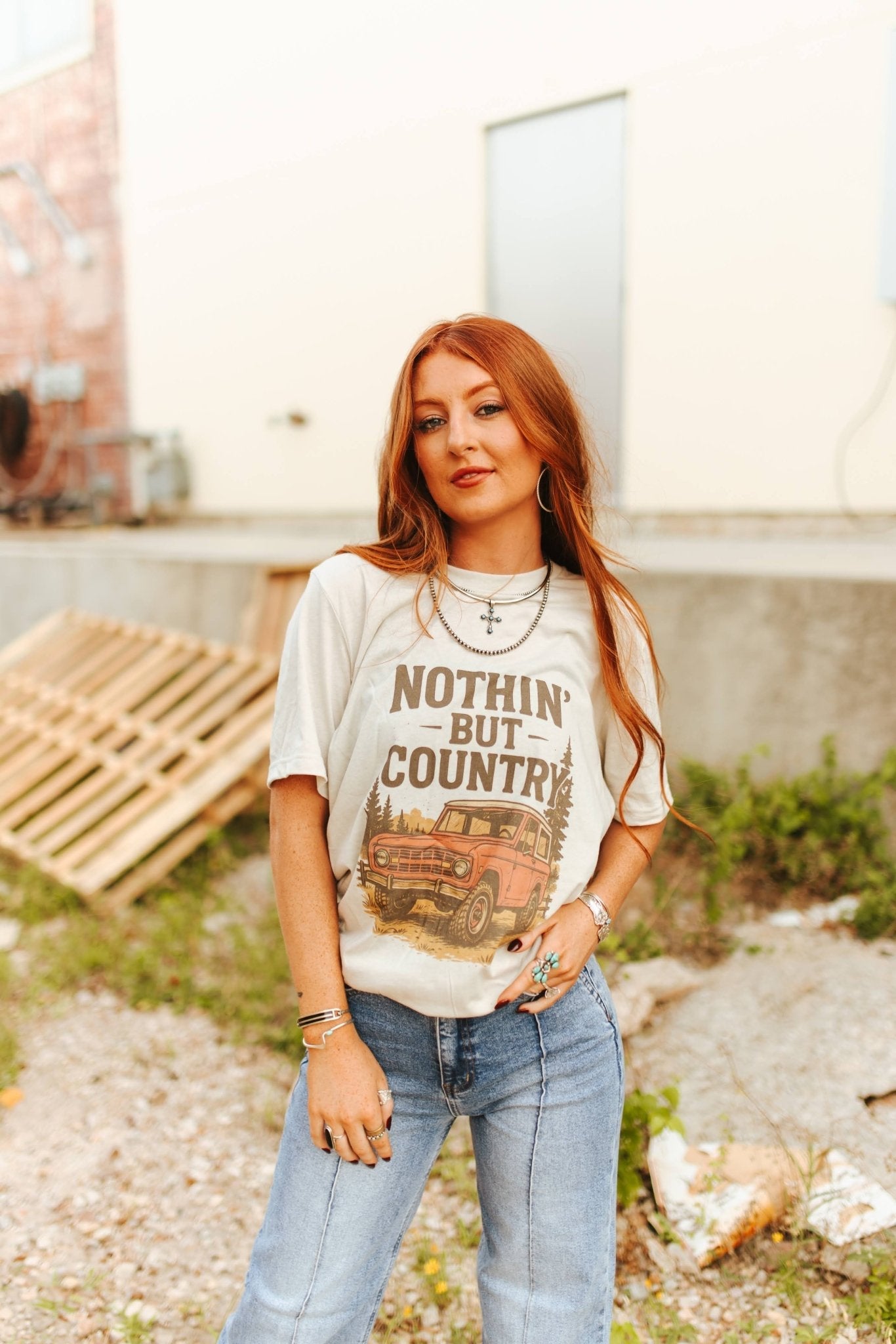 Wild Junkie Nothin' But Country Graphic Tee — Wild Junkie branding close-up
