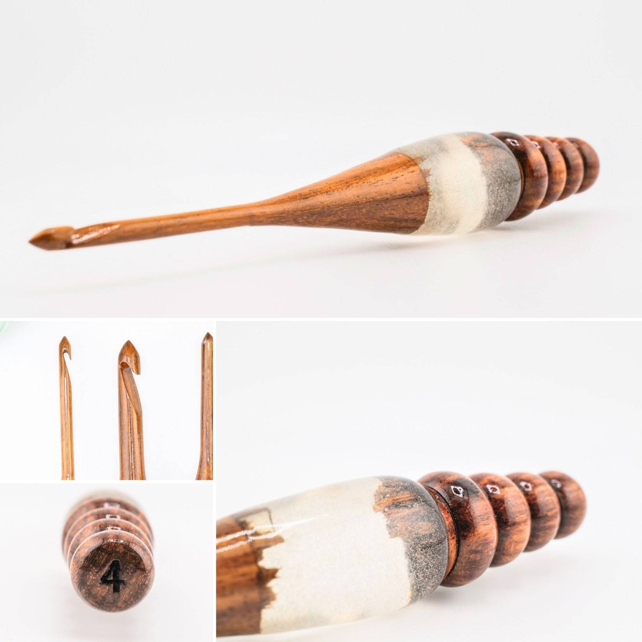 Darn Good Yarn Sparkle Rosewood Crochet Hook — detail close-up