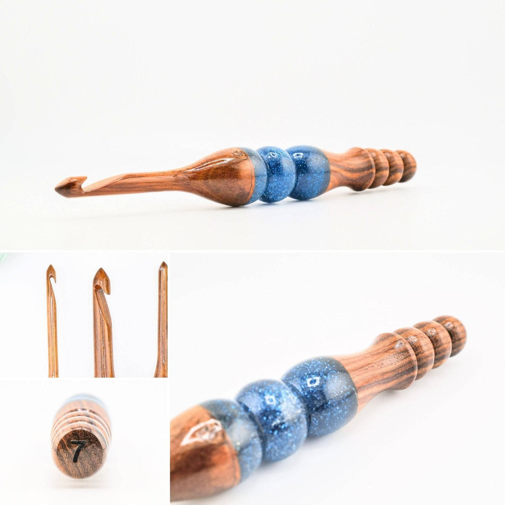 Darn Good Yarn Sparkle Rosewood Crochet Hook — lifestyle context