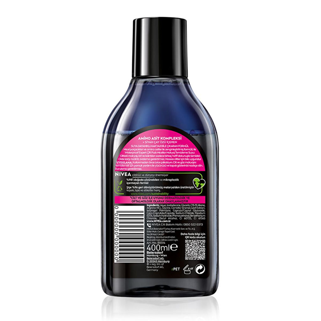 Nivea Two-Phase Micellar Waterproof Expert Makeup Remover - Gentle, Effective, Fragrance-Free Solution for Sensitive Skin