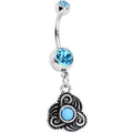 BodyCandy Aqua Gem Southwestern Flowering Twist Dangle Belly Ring — main product shot