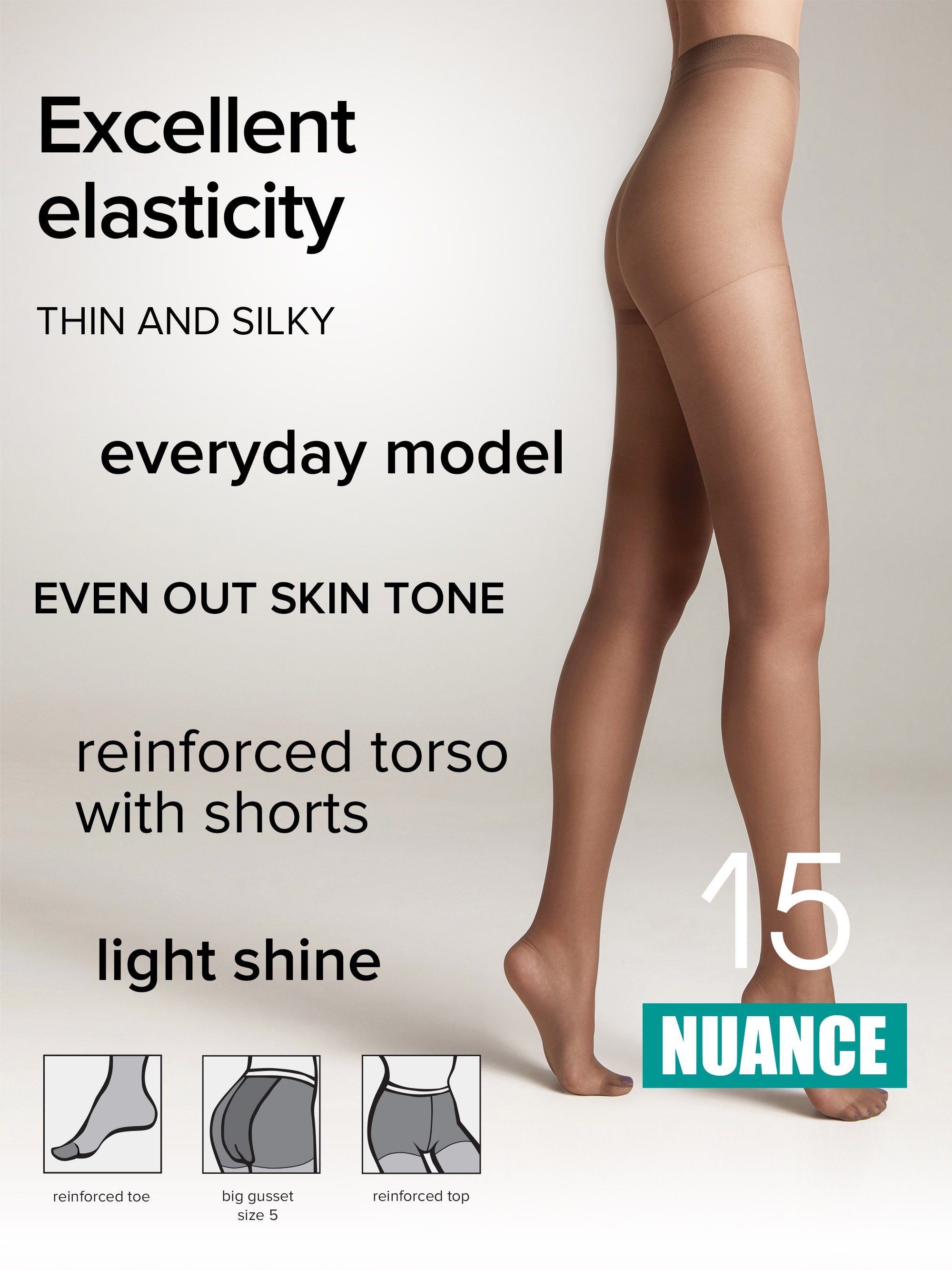 TheRanok.com Tights Conte Nuance 15 Den - Reinforced Shorts — size reference
