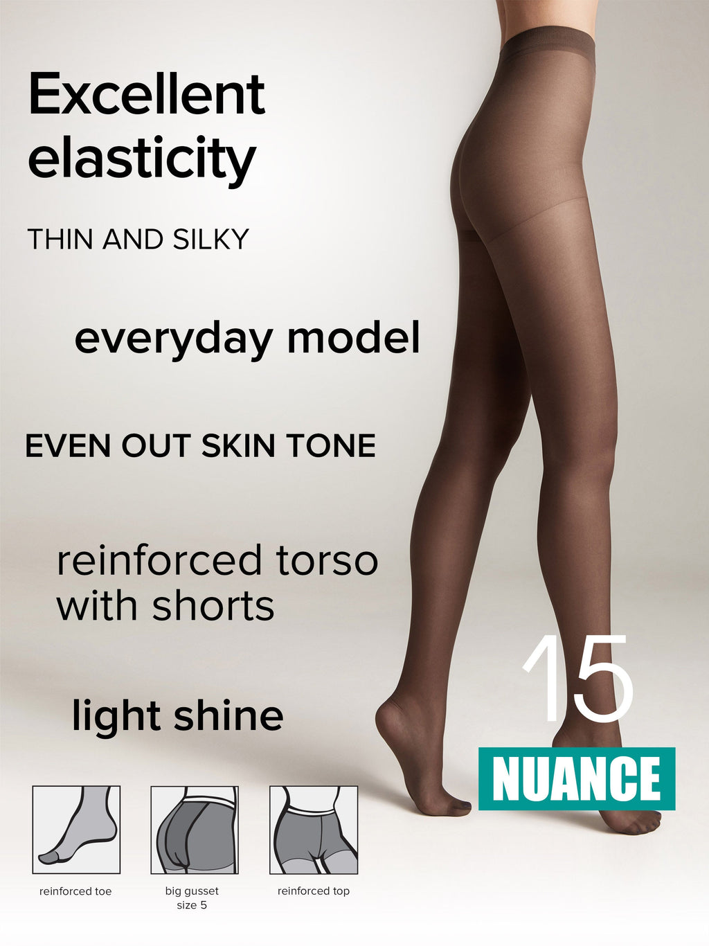 TheRanok.com Tights Conte Nuance 15 Den - Reinforced Shorts — fabric or material detail
