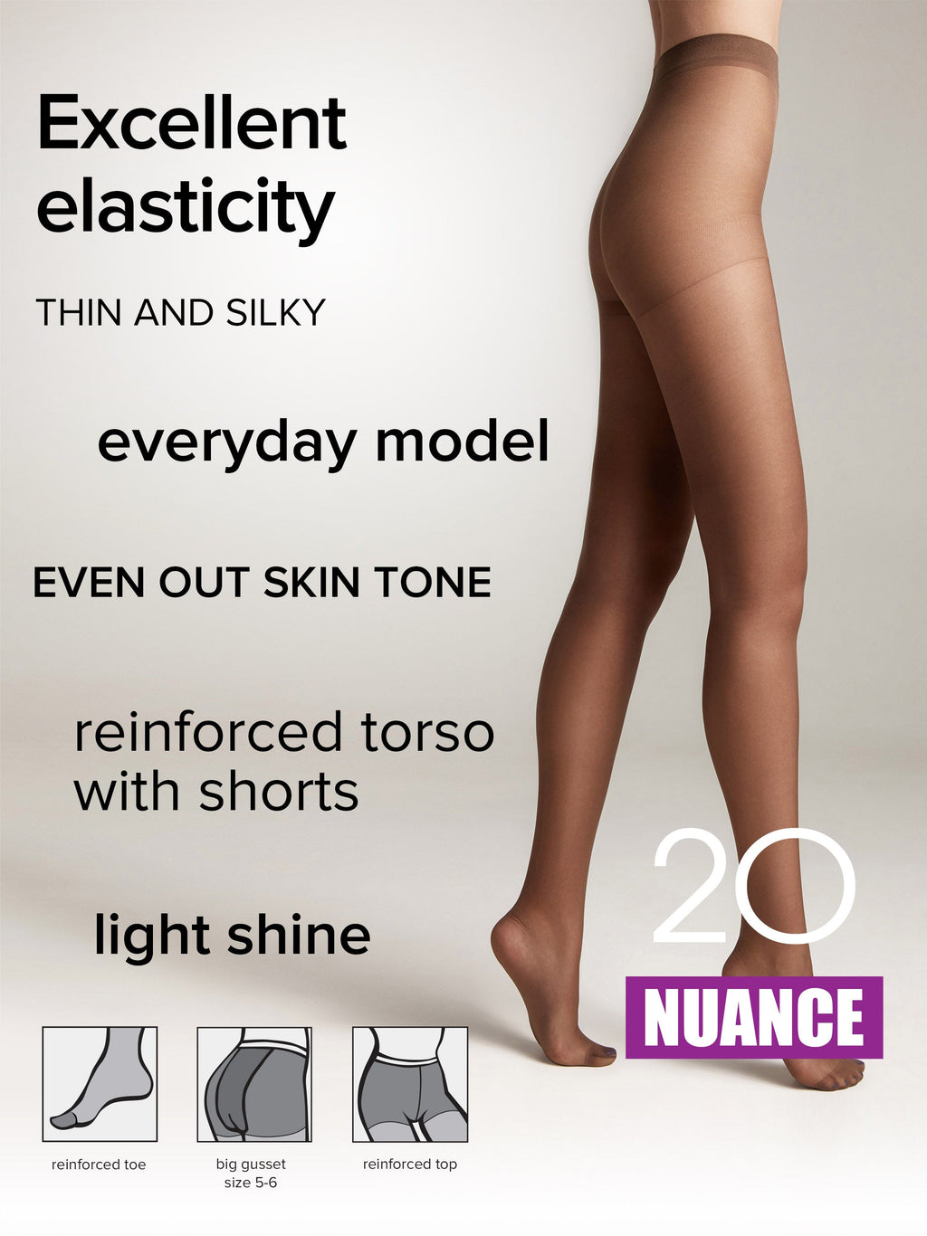 TheRanok.com Tights Conte Nuance 20 Den - Reinforced Shorts — fabric or material detail