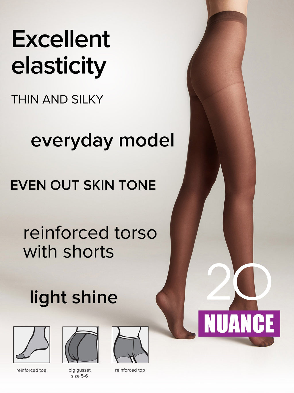 TheRanok.com Tights Conte Nuance 20 Den - Reinforced Shorts — detail close-up