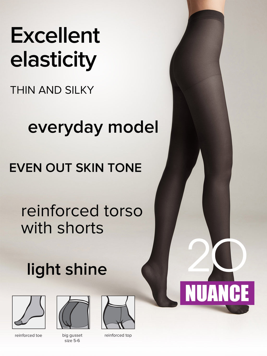 TheRanok.com Tights Conte Nuance 20 Den - Reinforced Shorts — fabric or material detail