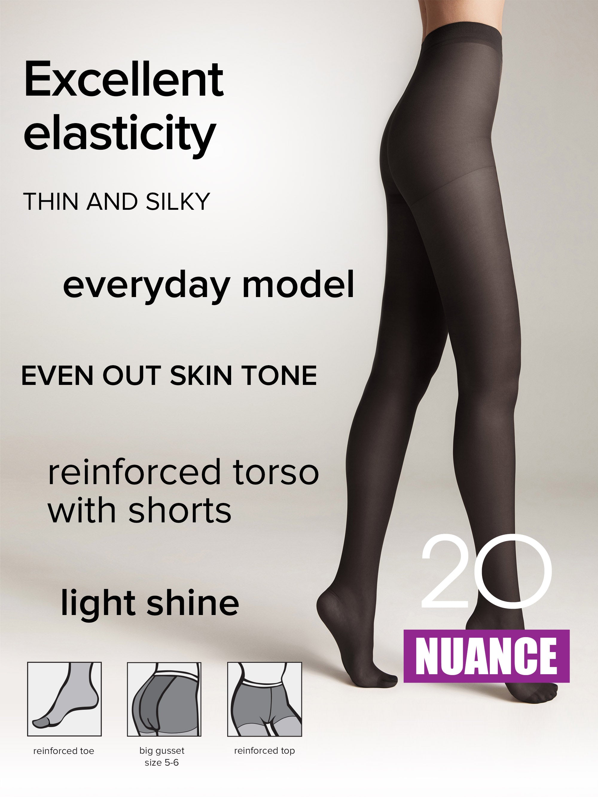 TheRanok.com Tights Conte Nuance 20 Den - Reinforced Shorts — fabric or material detail