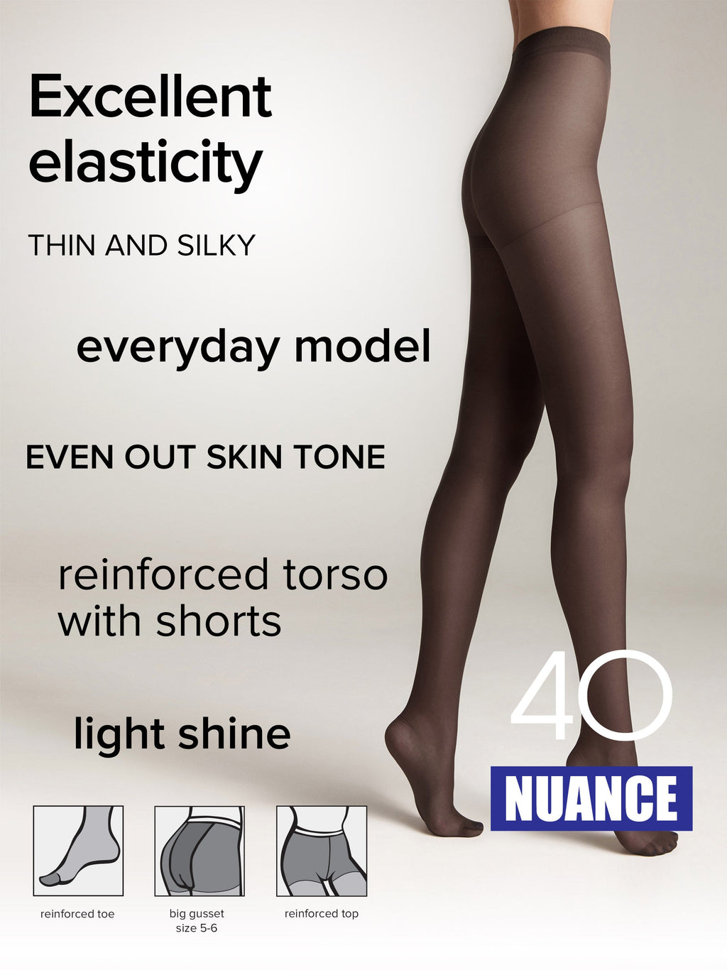 TheRanok.com Tights Conte Nuance 40 Den - Reinforced Shorts — back view