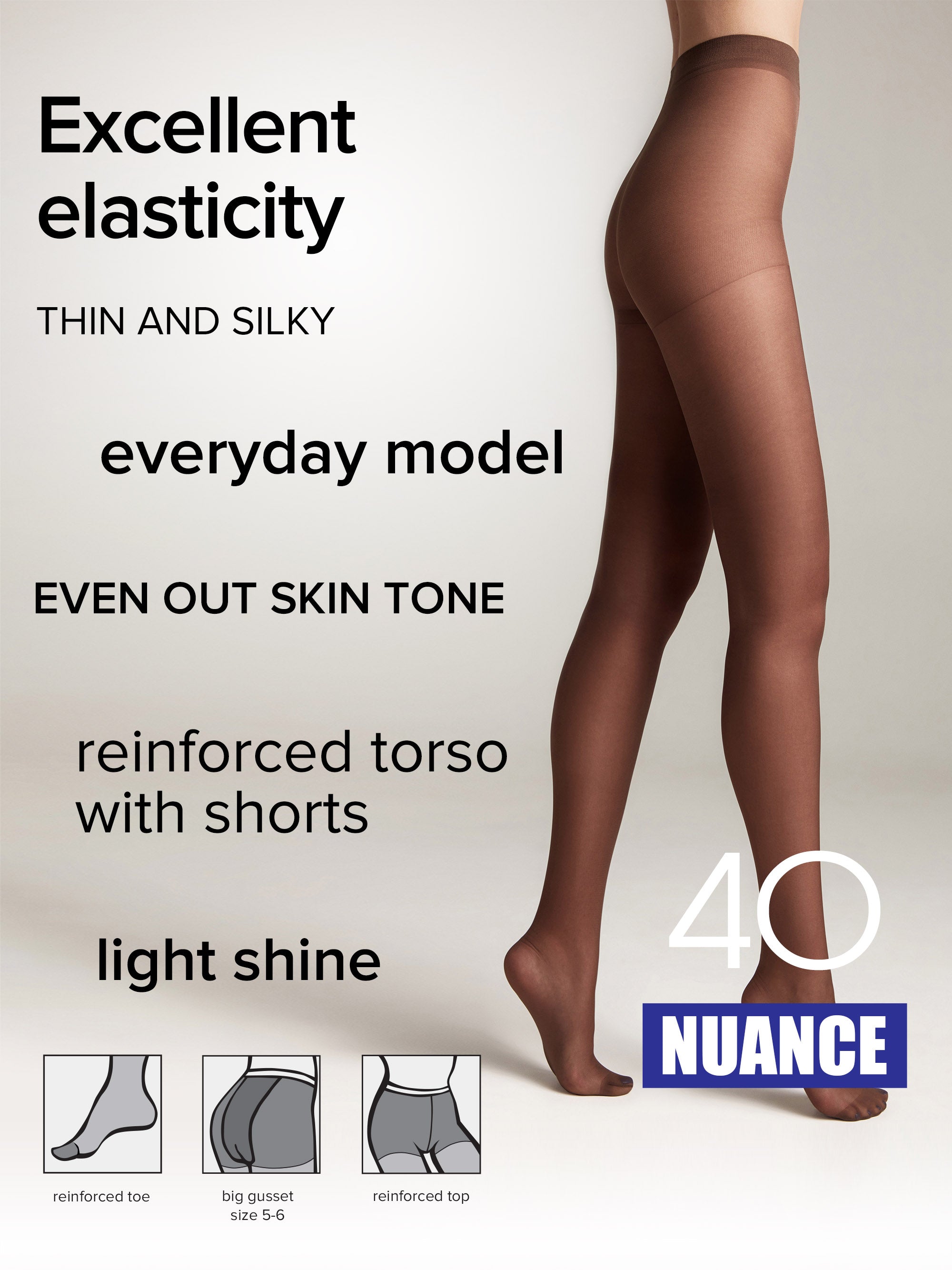 TheRanok.com Tights Conte Nuance 40 Den - Reinforced Shorts — comparison shot