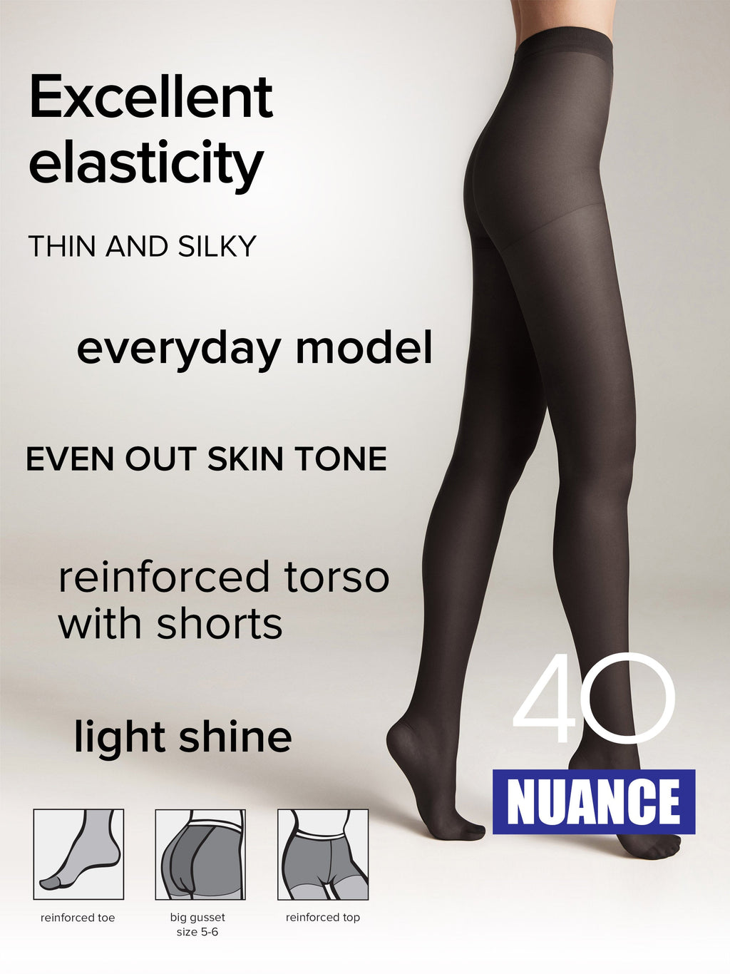 TheRanok.com Tights Conte Nuance 40 Den - Reinforced Shorts — detail close-up
