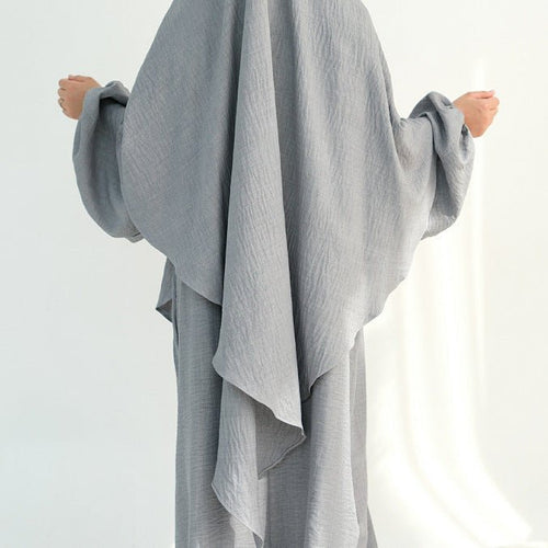 Nursing Abaya & Khimar Set | Bubble Sleeve Breastfeeding Dress(MK025)