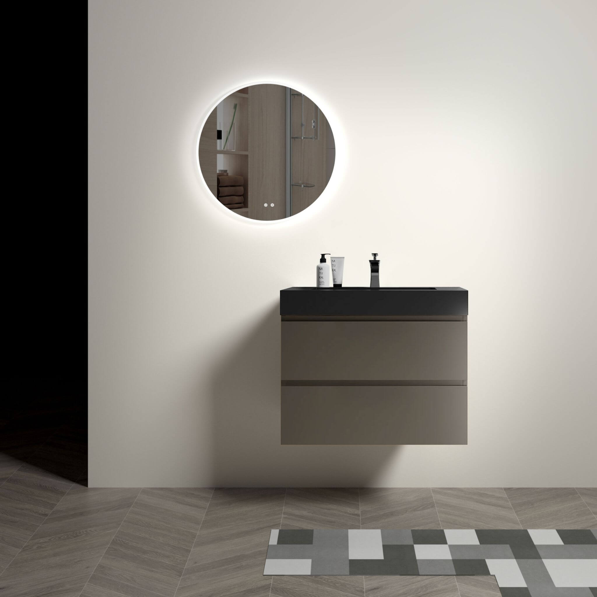 Nuvia 30-Inch Wall-Mounted Bathroom Vanity With Black Sink And Drawers (SAK76251) – SAKSBY WHOLESALE, view 5