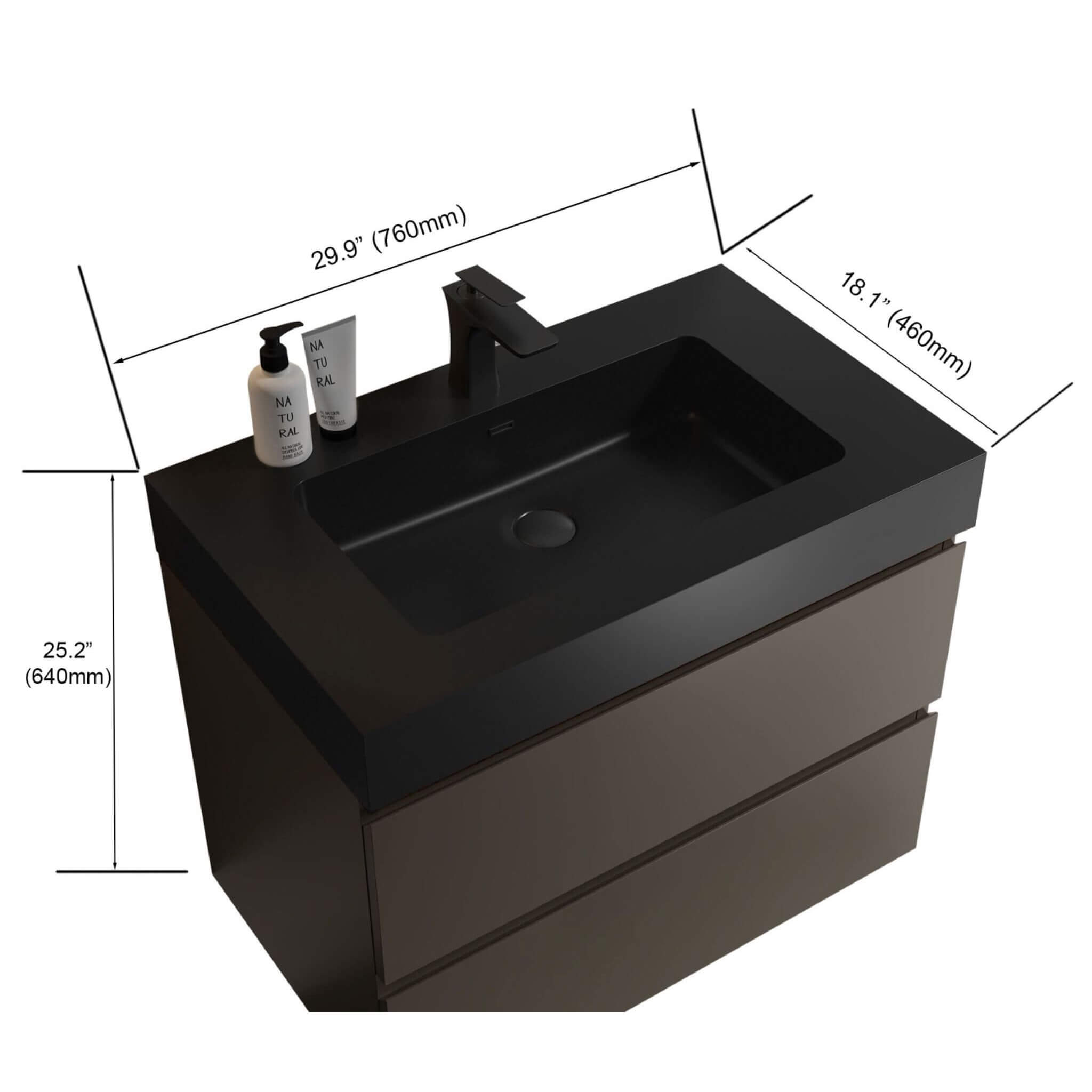 Nuvia 30-Inch Wall-Mounted Bathroom Vanity With Black Sink And Drawers (SAK76251) – SAKSBY WHOLESALE, view 4