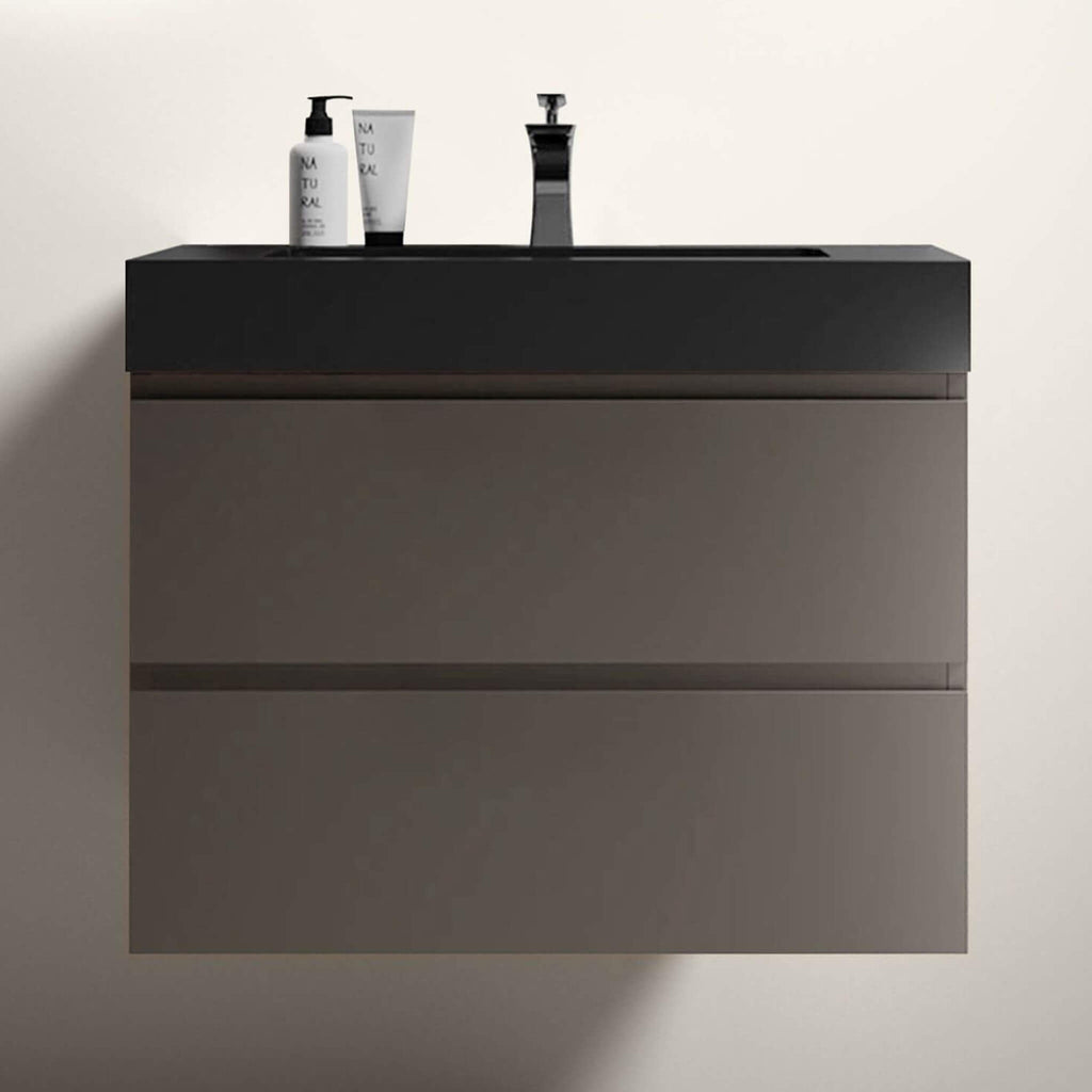 Nuvia 30-Inch Wall-Mounted Bathroom Vanity With Black Sink And Drawers (SAK76251) – SAKSBY WHOLESALE