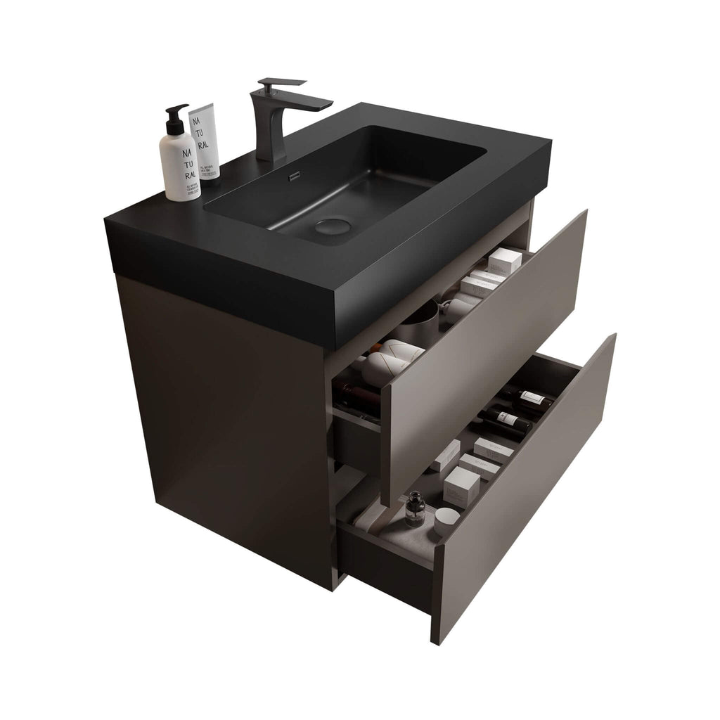 Nuvia 30-Inch Wall-Mounted Bathroom Vanity With Black Sink And Drawers (SAK76251) – SAKSBY WHOLESALE, view 3