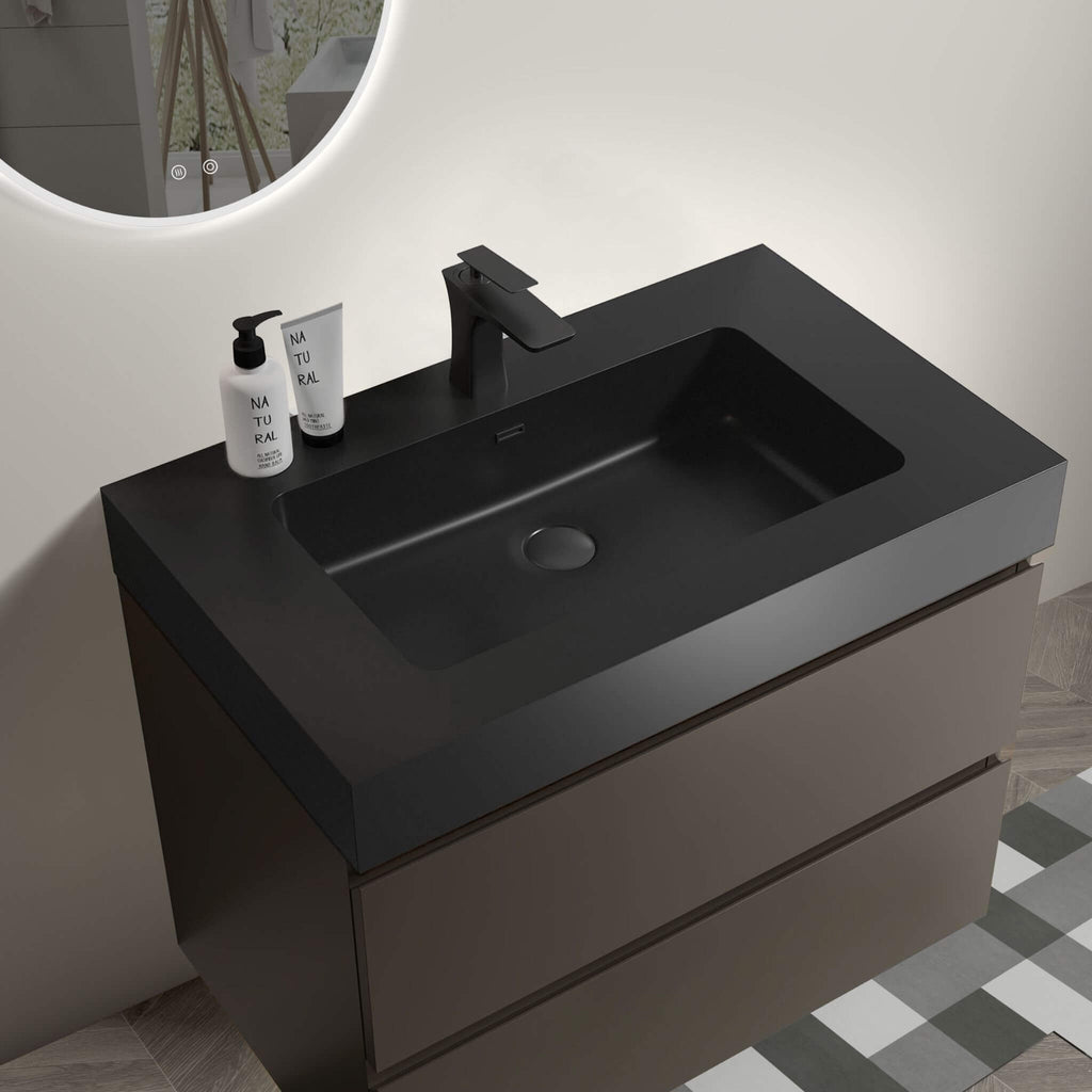 Nuvia 30-Inch Wall-Mounted Bathroom Vanity With Black Sink And Drawers (SAK76251) – SAKSBY WHOLESALE, view 6