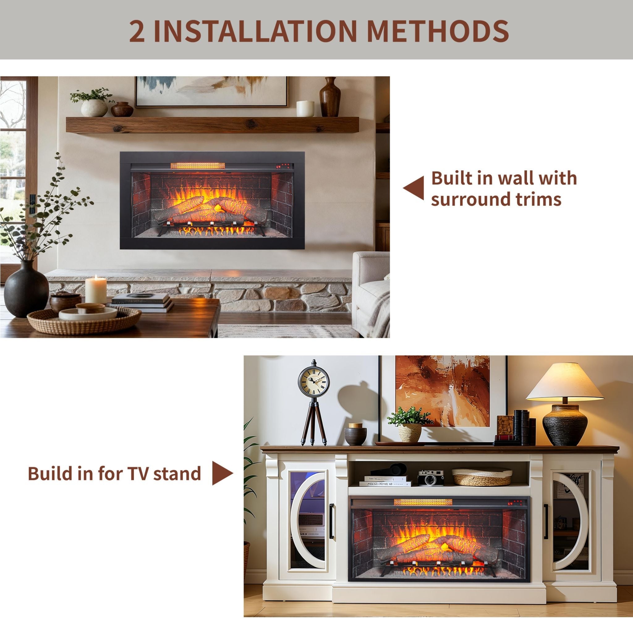 Nuvia 36-Inch Electric Antique Black Touch Panel Infrared Fireplace Insert With Removable Trim Kit (SAK84610) – SAKSBY WHOLES